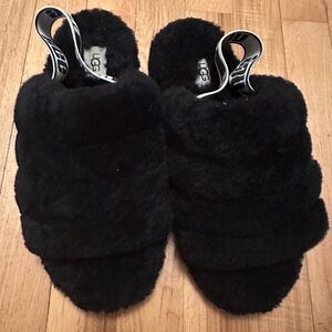 UGG Black Fluff Yeah Slide - Plush Women's Slippers